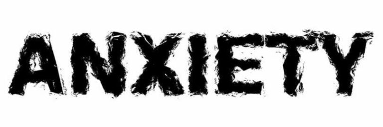 The word "ANXIETY" written in jagged, distressed font symbolizes the chaotic nature of the feeling.