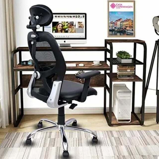 Casa Copenhagen EC Extreme ,Designed in Denmark ,High-Back Imported Mesh Home & Office Ergonomic Chair with Advanced Mechanism , 4D Adjustable Headrest ,2D Adjustable Arm-Rest With Lumbar Support- Black Boy
