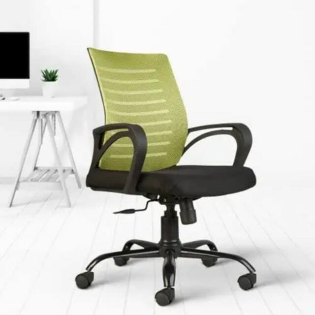 CELLBELL Desire C104 Mesh Mid-Back Ergonomic Office Chair/Study Chair/Revolving Chair/Computer Chair for Work from Home Metal Base Height Adjustable Chair [Pistachio Green]