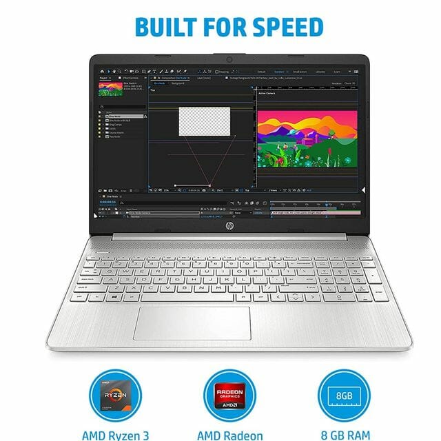 HP 15s AMD Ryzen 3- 5300U 15.6 inch(39.6 cm) FHD Laptop (8GB RAM/512GB SSD, Micro-Edge, Anti-Glare Display/Radeon Graphics/Win 11/Alexa/Dual Speakers/MS Office/1.69kg, 15s-eq2143au, Natural Silver)